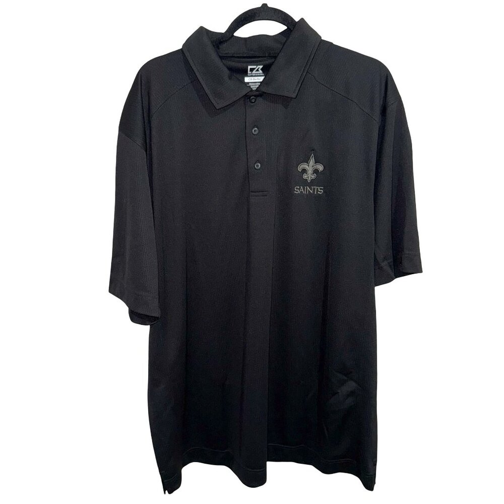New Orleans Saints Cutter & Buck Short Sleeve Men's Black Polo Sz XXL NWT